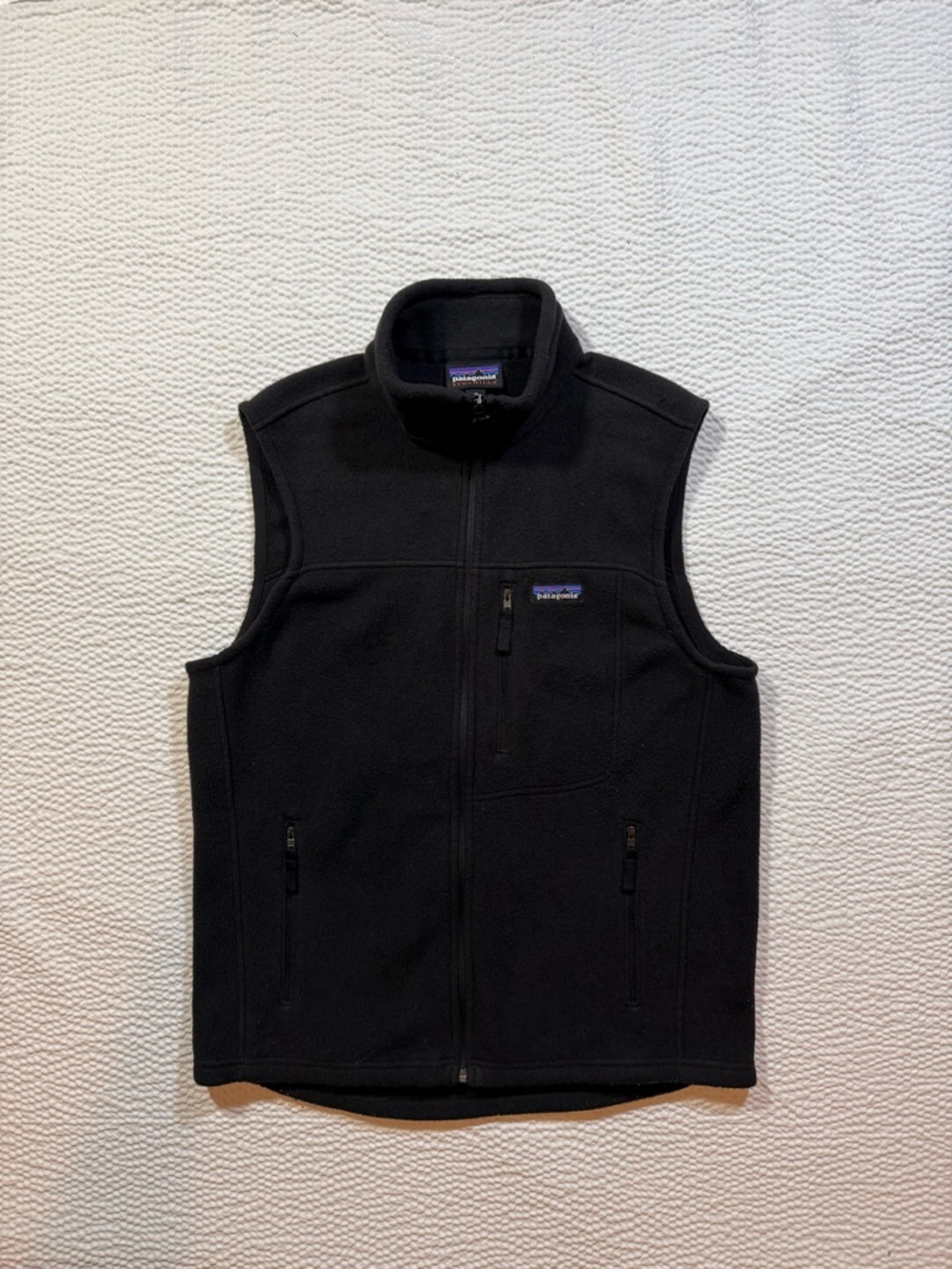 Patagonia Vest Mens Medium Synchilla Fleece Full Zip Black Hiking Outdoor